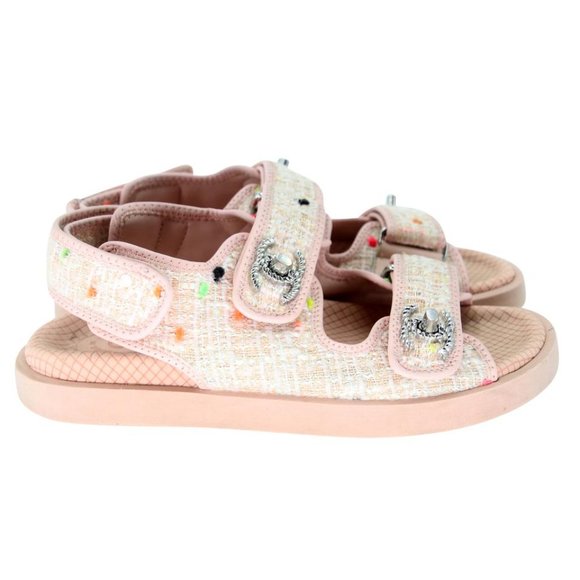 Chanel Quilted 35 Tweed Fabric Cc Dad Sandals CC-1109P-0017 - Picture 6 of 11